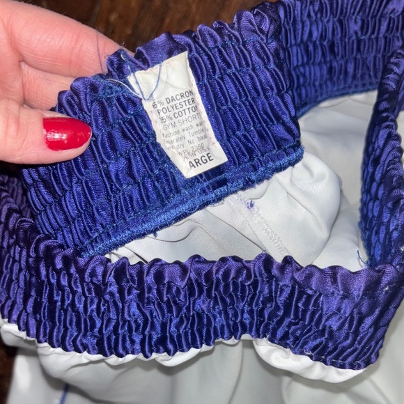 White vintage Athletic Shorts with Blue Waistband - Picture 4 of 7